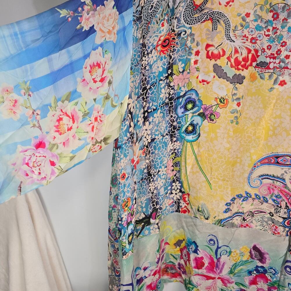 Johnny Was Thiodorah Silk Long Patchwork Kimono extended size 2X - Picture 11 of 15